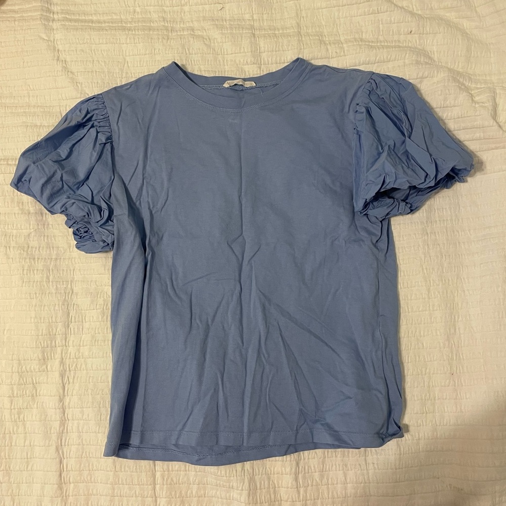 Blue Zara Puff sleeve tee